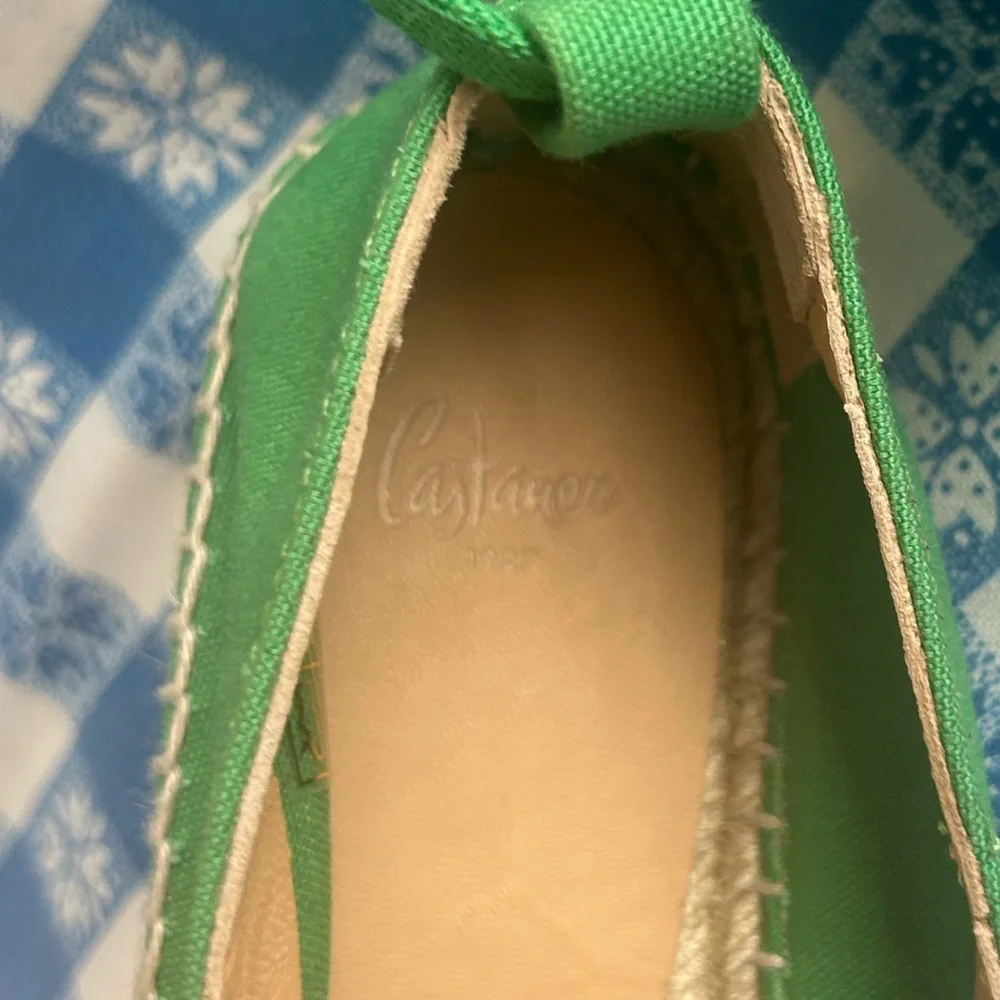 Castaner Green Canvas Espadrille Wedges